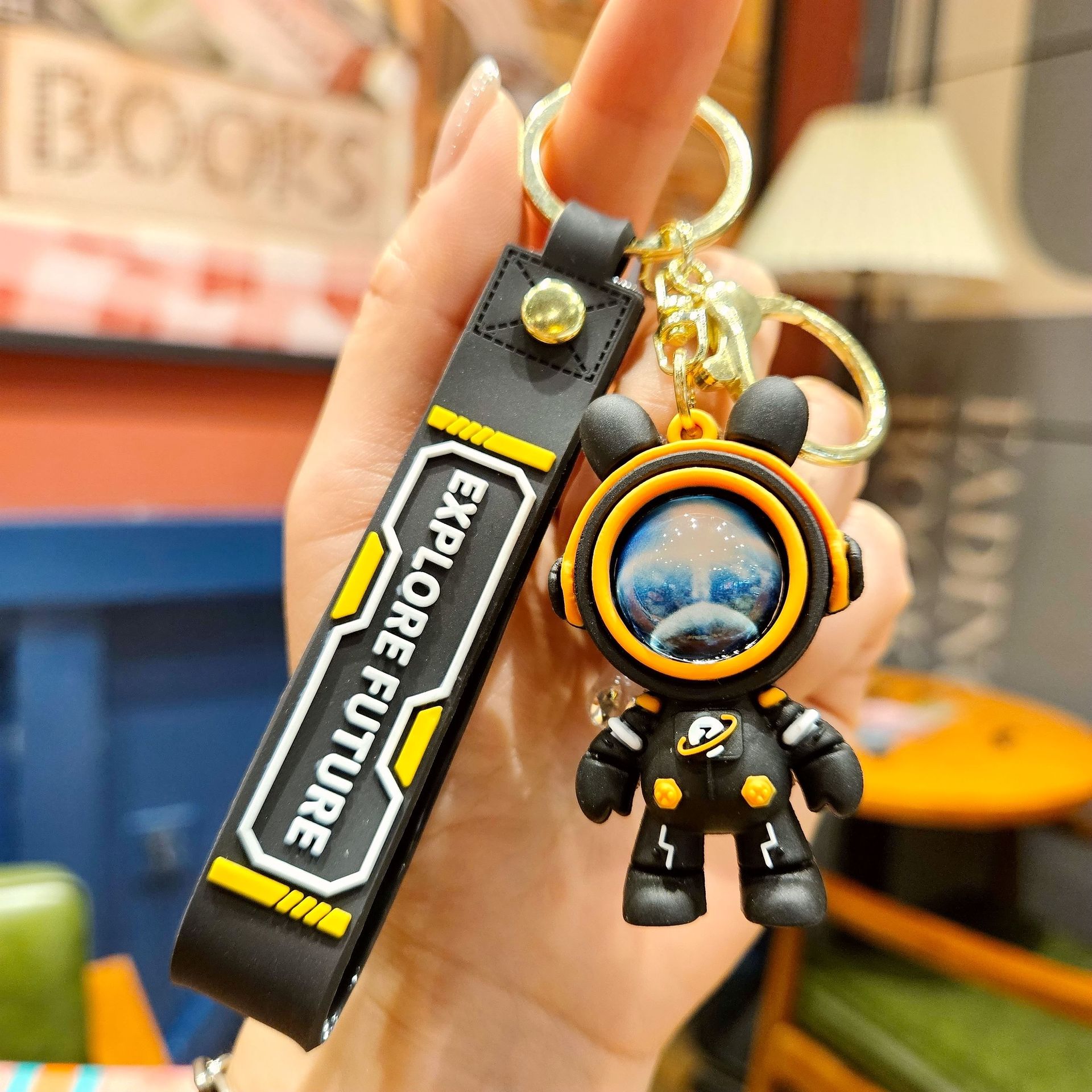 Flying cielo estrellado conejo llavero personalizado colgante astronauta coche llavero bolsa al por mayor pequeño regalo joyería colgante