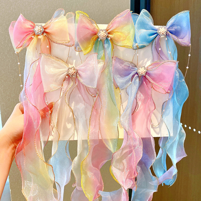 Wholesale Jewelry Children Long Ribbon Bow Knot Hairpin Nihaojewelry display picture 1