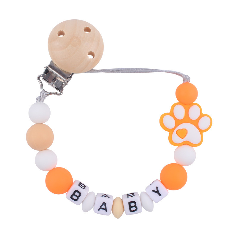 Nuevo bebé suministros de dibujos animados perro garra silicona mordedor creativo bebé DIY mordedura molar pezón cadena anti-caída