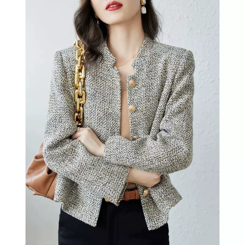Весенняя–осенняя шерстяная короткая куртка, стиль Chanel