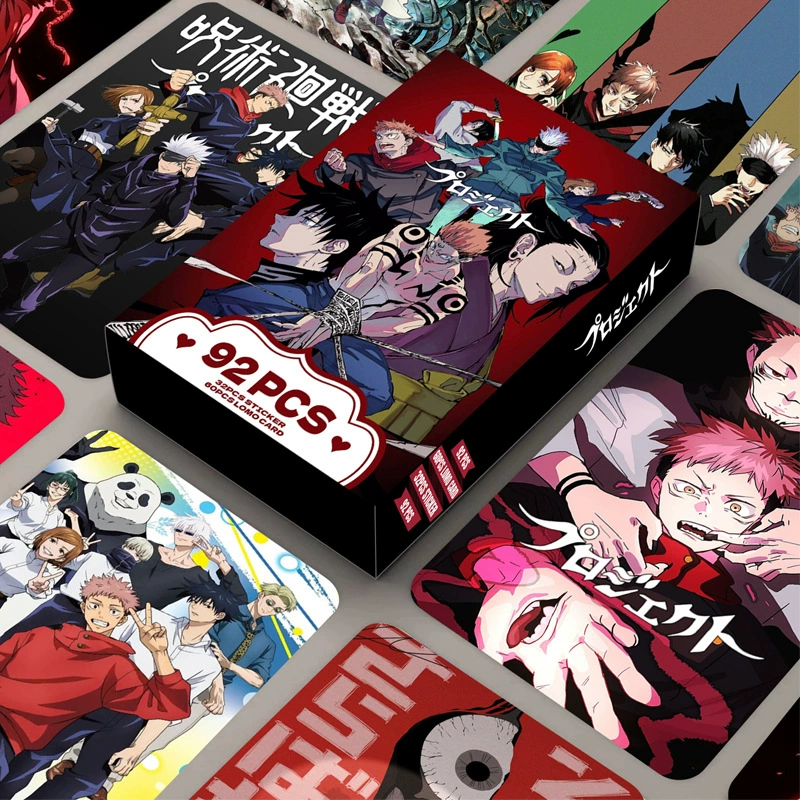 Набор карточек LOmo Jujutsu Kaisen, 92 шт., двухсторонние фото-карточки + наклейки