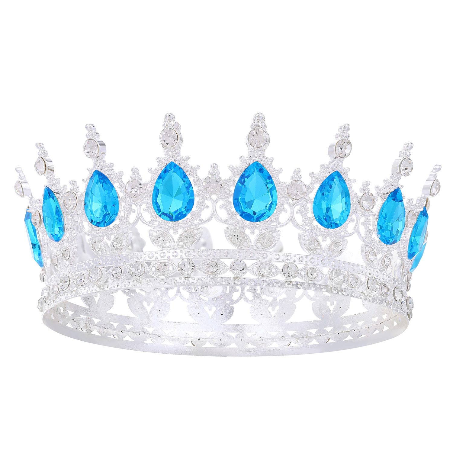 Barroco transfronterizo corona redonda cabeza de novia europea regalo de cumpleaños barroco corona redonda joyas para el pelo