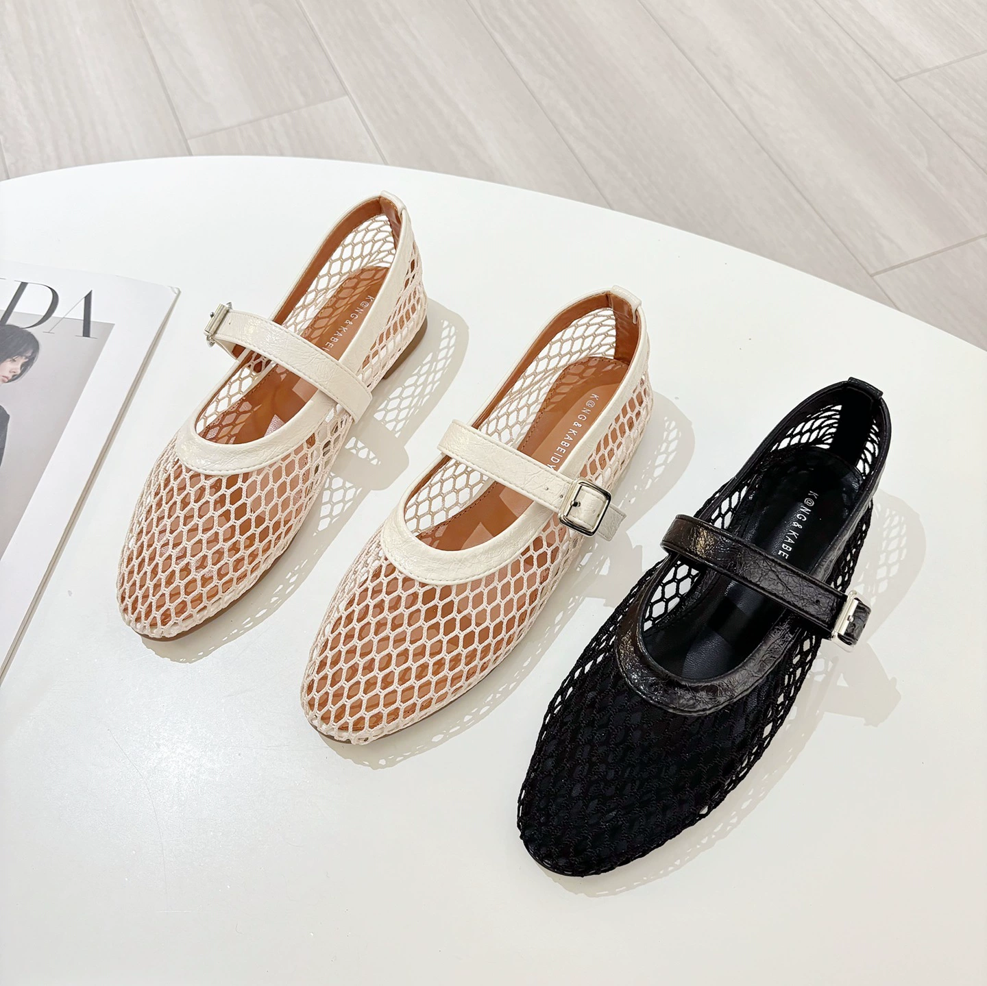 Женские балетки-мэри-джейн с круглым носком, сетчатые, на низком ходу, для трансграничной внешней торговли 2025 года.