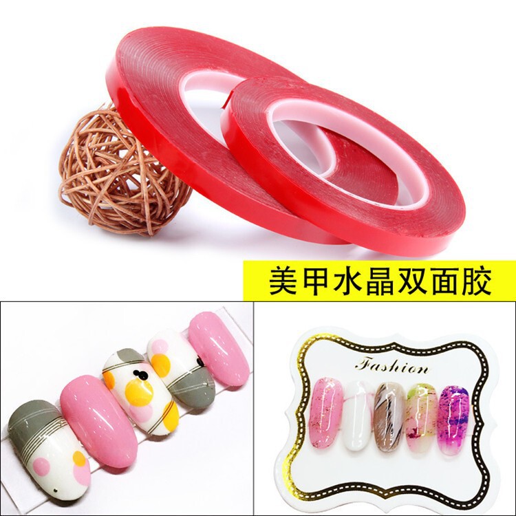 Manicure Transparent Adhesive Tape, Traceless Double-Sided Crystal Glue, Acrylic Fake Nail Work Display Strip for Nail Sticking