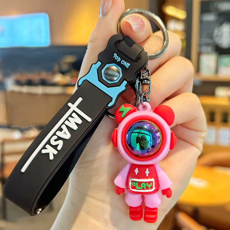 Nuevo astronauta cielo estrellado conejo llavero pvc llavero de goma suave bolsa de pareja colgante de muñeca tridimensional al por mayor