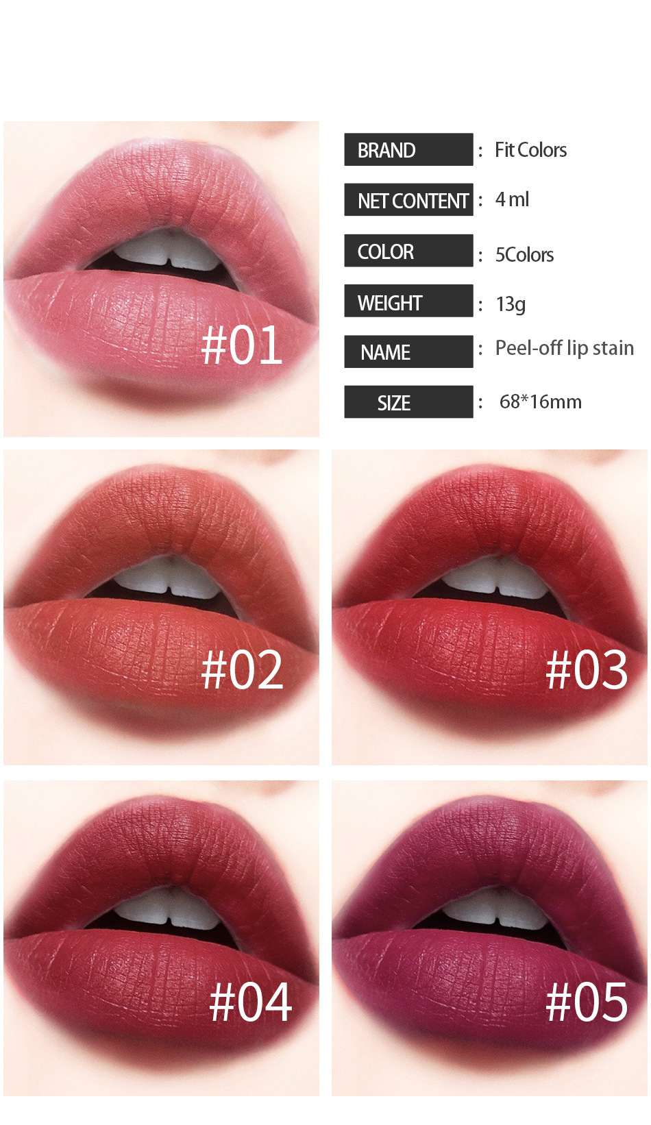 Fit Colors Peel-off lip gloss matte finish with a base color, a cross-border Amazon bestseller undefined