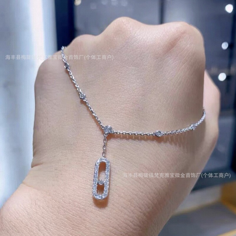 Move Uno Single Diamond Sliding Vertical Full Diamond Bracelet Women's V Gold High Version Anklet Accessible Luxury Niche Manufacturer Move Uno Single Diamond Sliding Vertical Full Diamond Bracelet Women's V Gold High Version Anklet Accessible Luxury Niche Manufacturer