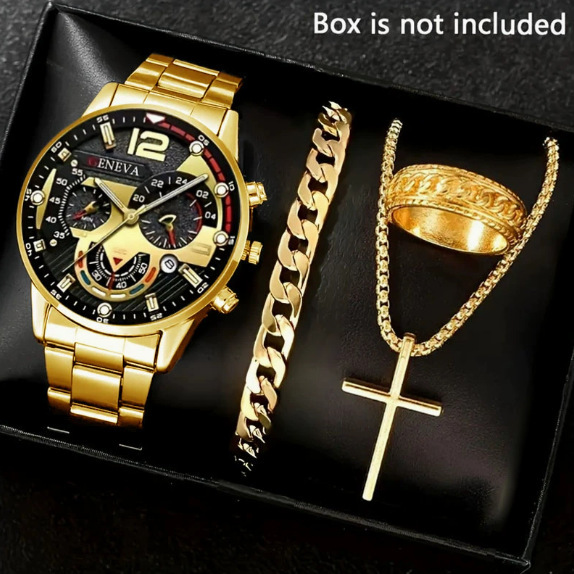 Foreign trade new fashion business men's watch calendar watch men's steel band wrist watch business cross-border explosive bracelet suit