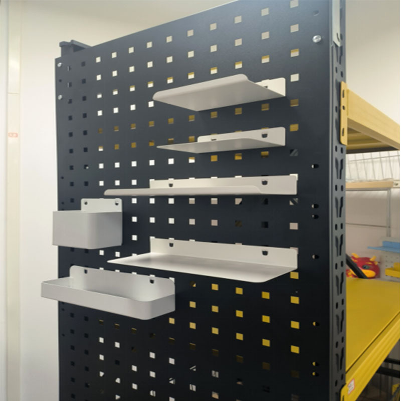 Estante agujero agujero tablero estante colgar accesorios estante de exhibición herramientas de hardware agujero cuadrado colgar tablero pared almacenamiento de metal multifuncional image 3