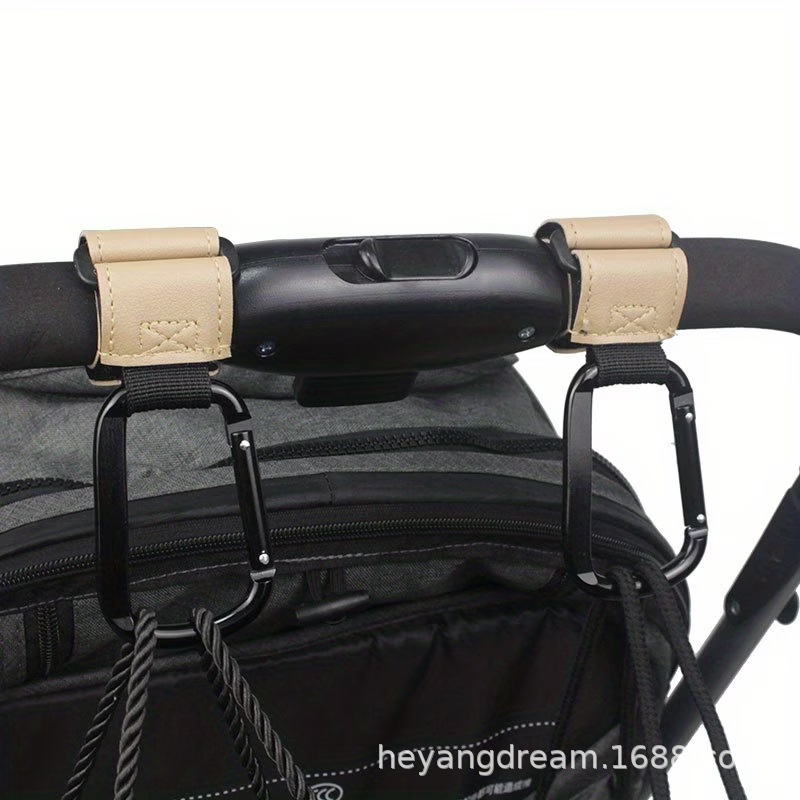 Cross-Border Leather and Aluminum Alloy Baby Stroller Adjustable Clip-On Portable Velcro Baby Stroller Luggage Hook Accessories