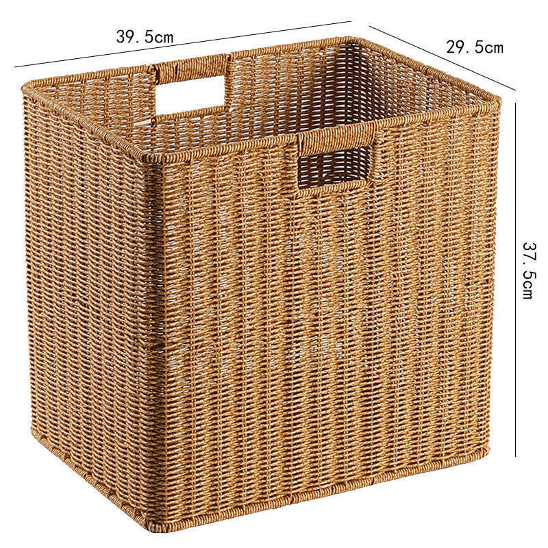Cesta de almacenamiento de tela de caña imitación ropa sucia juguetes bocadillos cesta de almacenamiento de artículos de bambú tejido casero sala de estar gabinete de televisión escritorio completo