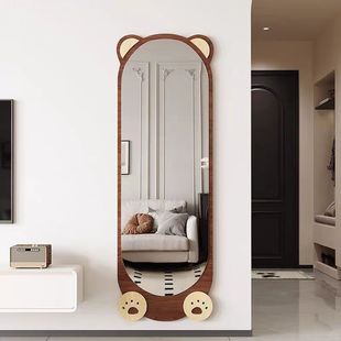 Bear Full-length Mirror Floor Mirror Girl's Bedroom Cyber Popular Dressed Mirror Clothing Store Fitting Mirror Household Wall-mounted Mirror