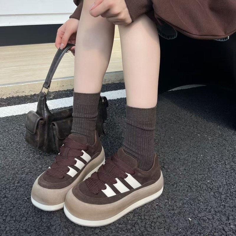 欧货厚底面包鞋女2025秋季新款百搭增高运动鞋轻便休闲松糕德训鞋|undefined