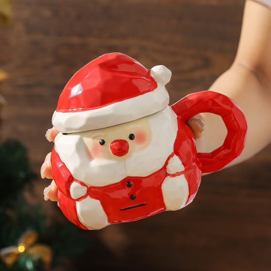 Santa Claus encantador estereoscópico tazas de cerámica de dibujos animados de Navidad creativas ventas transfronterizas tazas de regalo de agua