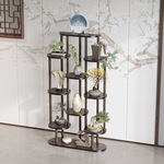 中式仿古架加高花架子室内家用古风置物架客厅阳台花盆托架子实木