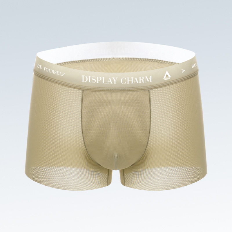 Ropa interior pantalones cortos de cuatro esquinas para hombres transpirables y antibacterianos de verano para hombres pantalones de gran tamaño sin costuras bragas de seda de hielo para hombres