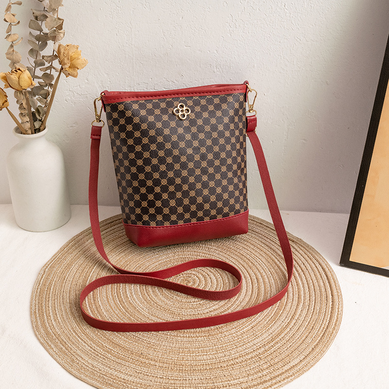 Bolso de Balde Retro con Estampado de PU con Cierre de Cremallera para Uso Diario