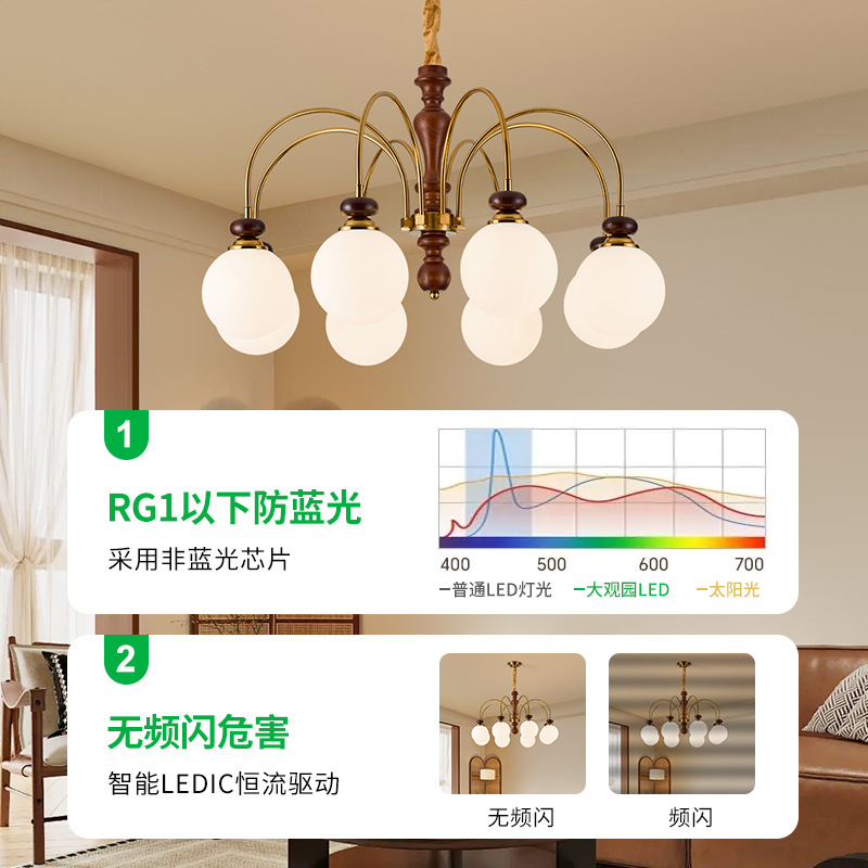 Grand View Garden Chandelier Francés dormitorio sala de estar luz principal nueva china americana simple estudio estilo medieval lámpara de comedor L535