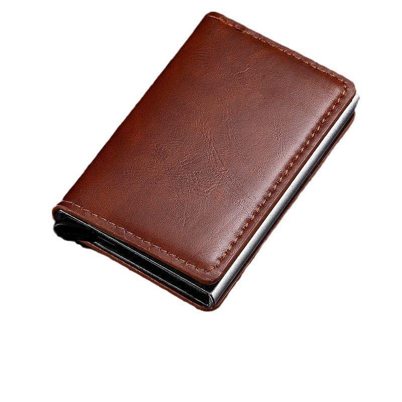 Anti-robo transfronterizo anti-magnético metal elástico bolsa de tarjetas de crédito caja de metal de aluminio para hombres bolsa de tarjetas de plata