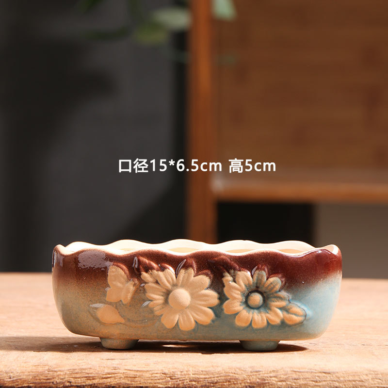 Placa larga, maceta carnosa, cerámica, precio especial, balcón doméstico, terracota, cerámica pequeña, lavabo especial, liquidación al por mayor