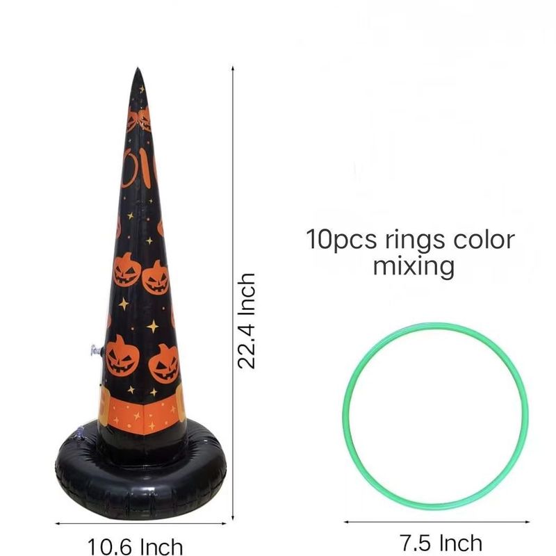 ハロウィン用インフレータブル魔術師帽子リング、PVC製子供用投げ帽子リングゲーム、投げ輪投げおもちゃ|undefined