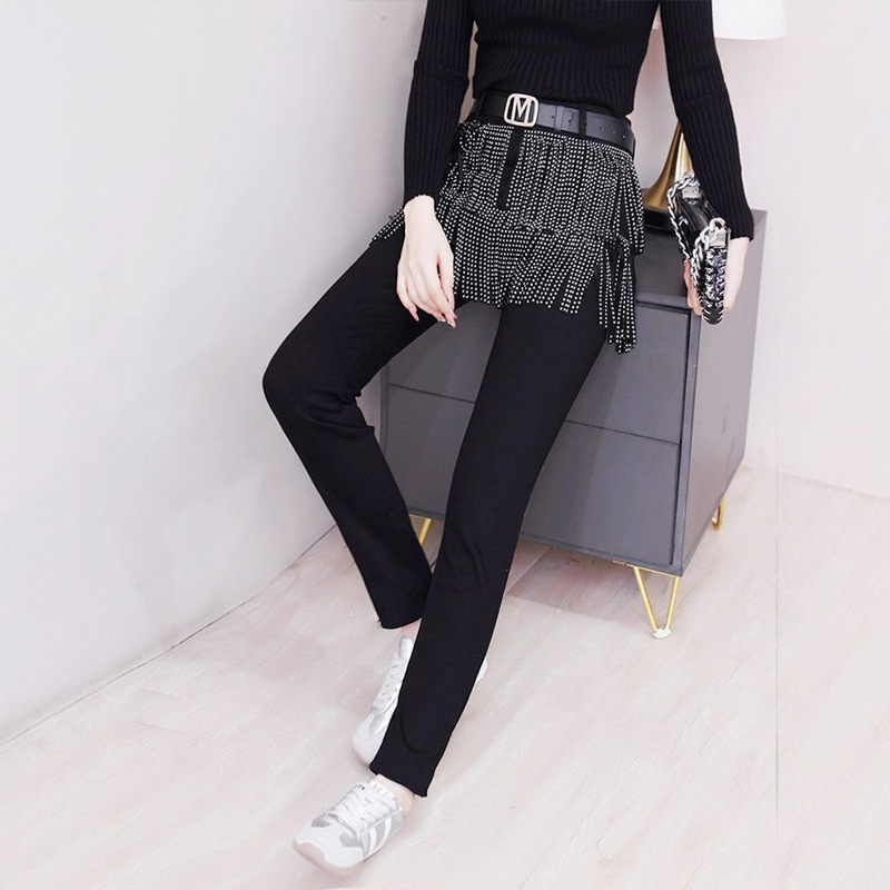 Tassel Long Pants for Women with Rhinestones, Shiny Dance Pants for Square Dance Team Performances, Plus Size 90kg Trendy Wearable