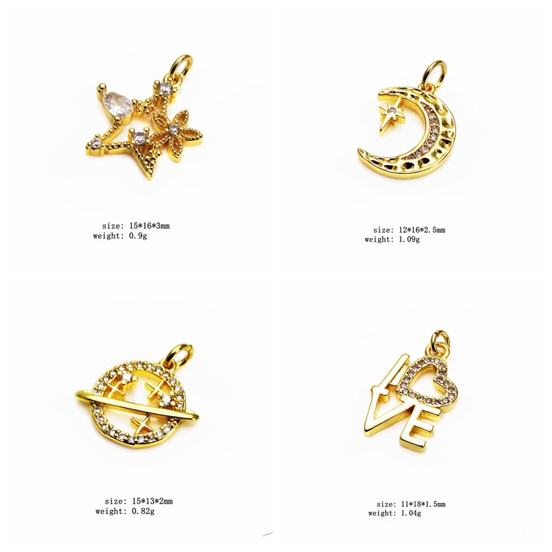 Copper Material 1 Piece Copper Zircon Heart Shape Pendant