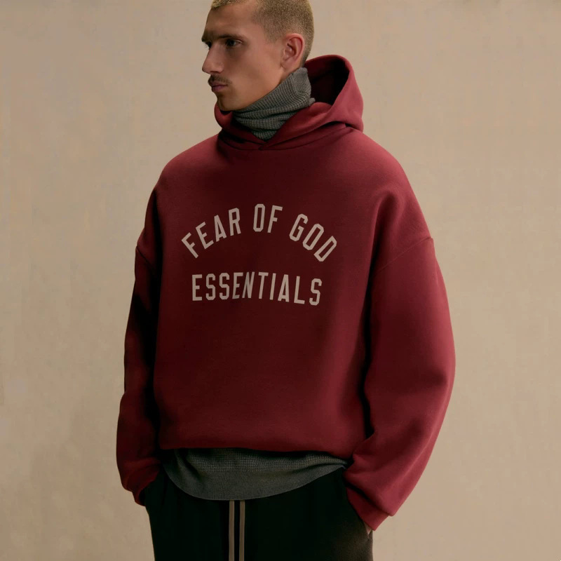 ESSENTIALS American-style trendy brand, autumn/winter printed casual oversized fleece-lined hooded sweatshirt, unisex, perfect for couples, versatile style ESSENTIALS American-style trendy brand, autumn/winter printed casual oversized fleece-lined hooded sweatshirt, unisex, perfect for couples, versatile style