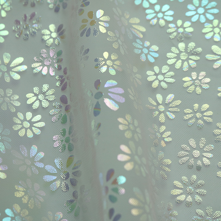 2025 nuevo hilo de malla artesanal estampado de flores tela de color fantasma primavera y verano vestido de boda tela de niña