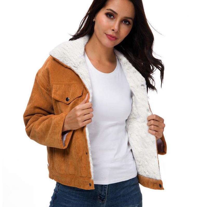 2020 women's corduroy padded jacket coat...