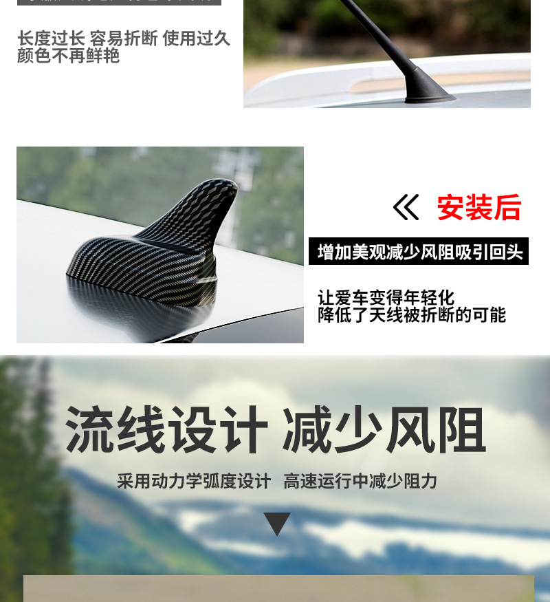 Cross-Border Car Antenna Carbon Pattern Decoration Car Shark Fin Antenna Car Roof Modification Car Antenna Pole External Antenna