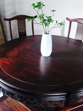 五子登科圆桌切割大红家具中式实木转盘圆桌黄檀桌子家用餐桌泡茶