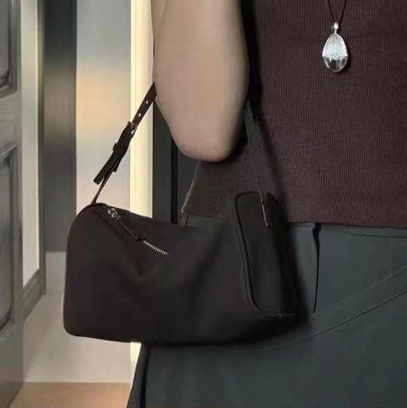 Row Niche Cowhide Cylinder Bag Suede Underarm Bag 90s Mini Leather Square Shoulder Bag Handbag For Women - Thumbnail 6