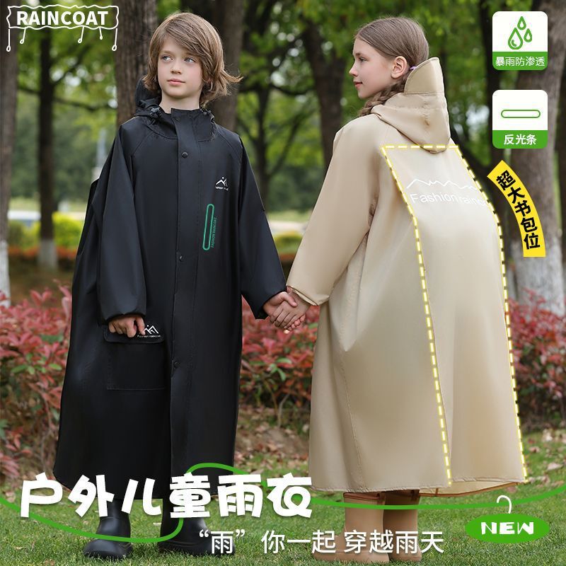 Rainproof Jacket Kidsren's Long New Style Thickeneded Male and Female Students Full-Body Rainproof Cycling Poncho School Raincoat