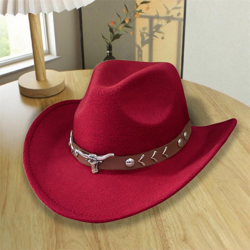 Sombrero nacional de feltro de estilo masculino, sombrero de vaquero occidental, sombrero de bordes retro, sombrero de caballo, fábrica al por mayor, venta caliente para mujeres