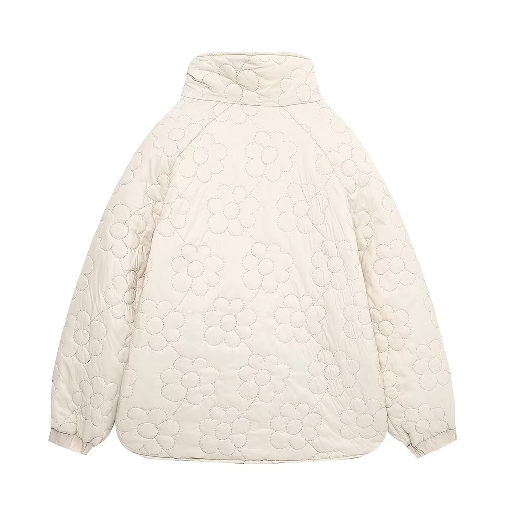 Damenbekleidung Herbst Winter neue blumenbedruckte Baumwolljacke_voghion.com