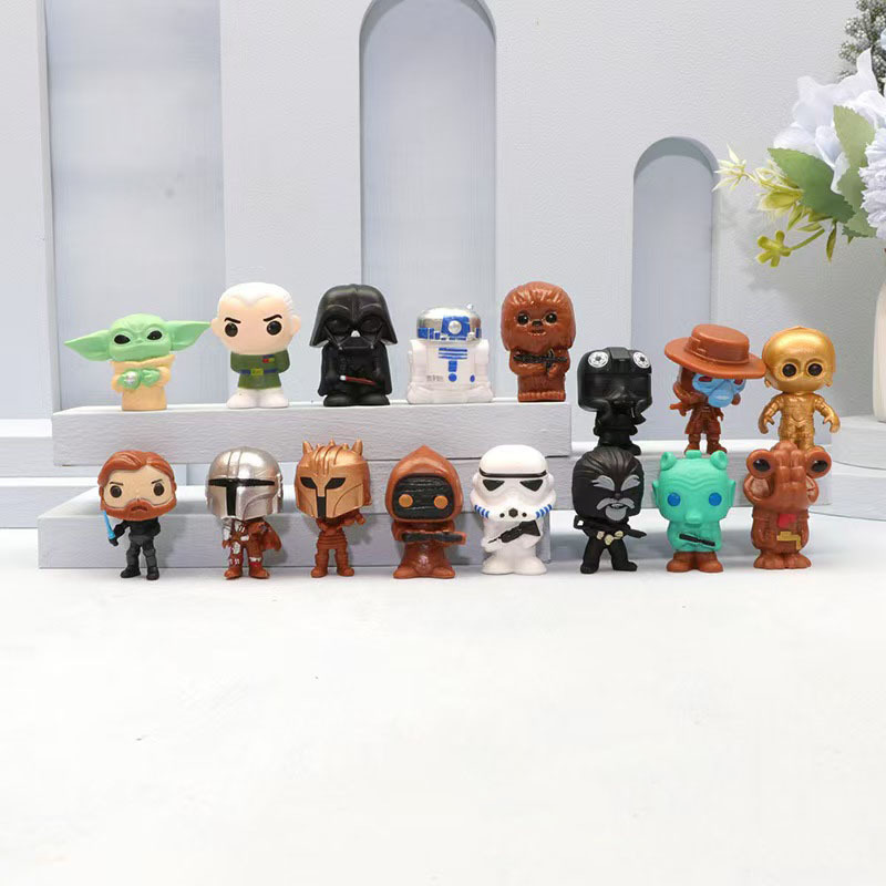 Cross-border 16 Q-version Star Wars White Soldier and Black Samurai Yoda Toy Hand-made Model Gashapon Doll Ornaments