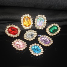 新款DIY蝴蝶结方形发饰头饰饰品配件 水晶宝石钻饰扣装饰配件材料