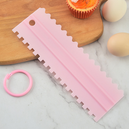 DIY Baking Tools Plastic Cream Scraper Set Novel Comb Cake Scraper Pattern Cream Scraper 4-Piece Set
