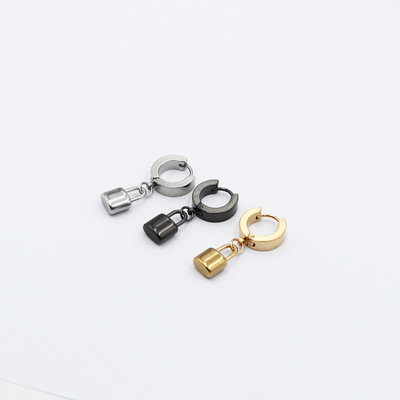 Amazon Best Sellers AliExpress EBAY Titanium Stainless steel lock Backing Earrings Hoop