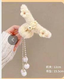 可爱毛绒小熊发量多抓夹女韩版百搭大号鲨鱼夹后脑勺盘发发夹头饰|undefined