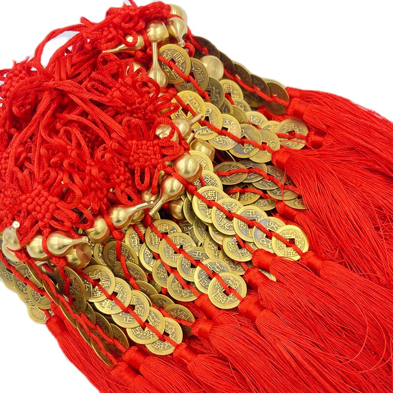Factory Direct supply pure copper gourd five Emperor money string boutique knot ancient coin pendant home door and window car