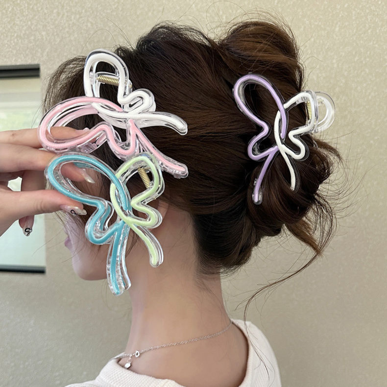 2024 new high-end sense Tindal color gradient butterfly grab clip western style explosion head spring and summer cute butterfly