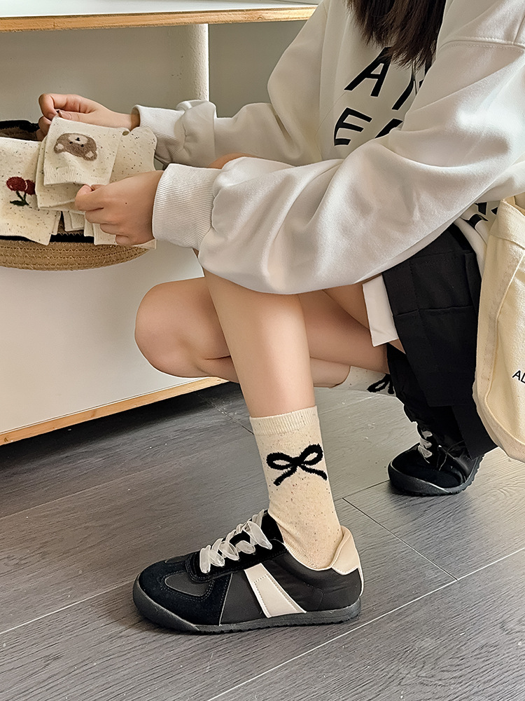 Casual, Elegant, Lady Style Casual Elegant Lady Women's Cherry Bear Cotton Crew Socks A Pair