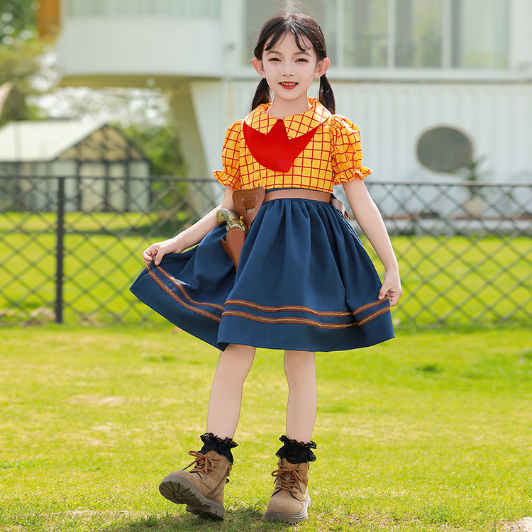 女童胡迪套装户外迪克牛仔胡迪连衣裙六一表演服儿童演出公主裙|undefined