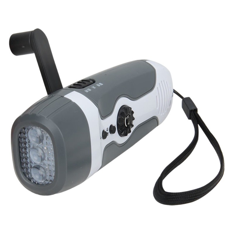 Linterna de generación de energía de mano transfronteriza con radio FM alarma de emergencia de Socorro en Casos de Desastre multifuncional equipo de iluminación al aire libre