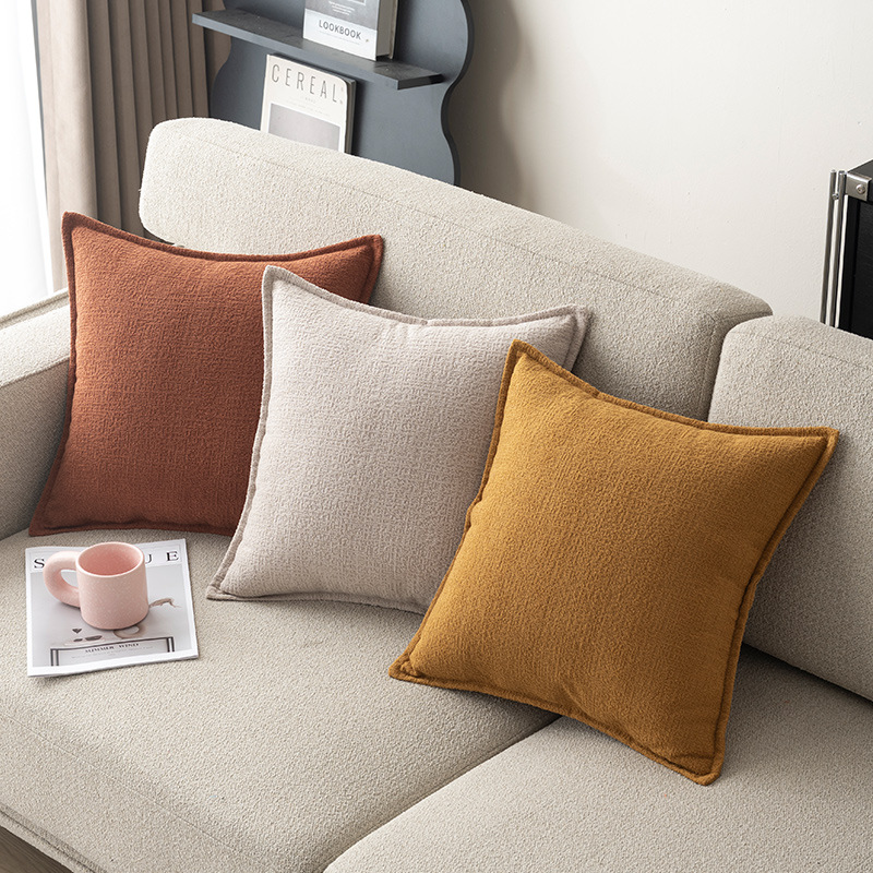 Sofá de tela de lino de nieve de color puro funda de cojín de almohada sala de estar soporte lumbar cabecera de cama cojín trasero grande funda de almohada sin núcleo