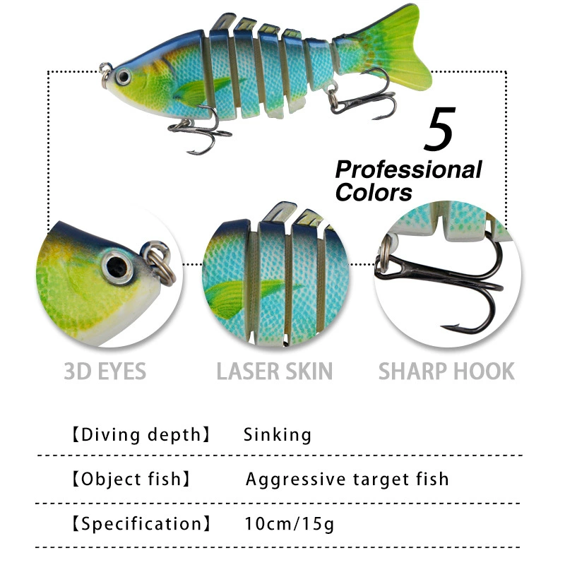 Многосуставная жесткая пластиковая приманка Luya Swimbait, 7-сегментная тонущая приманка для пресной воды, реалистичные цвета