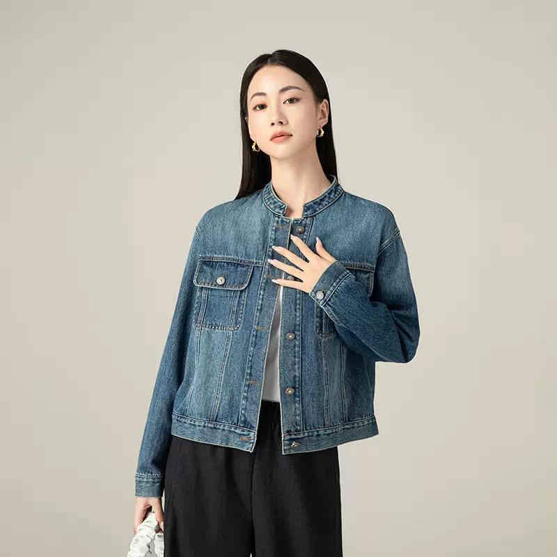 鑫阁 小个子短款显瘦牛仔外套2025秋季新款复古腔调休闲牛仔上衣