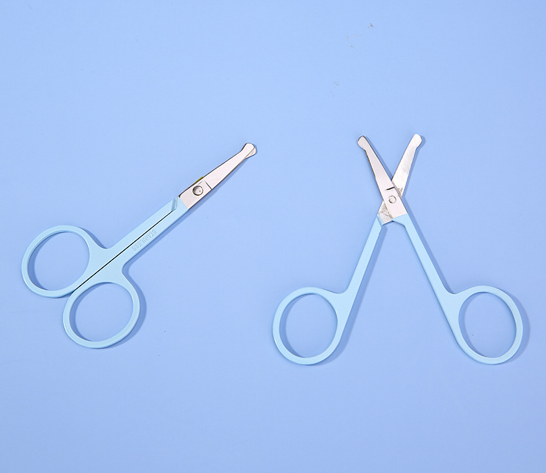 LMLTOP Blue round-headed Nose Hair Scissors Stainless Steel Makeup Small Scissors Beauty Eyebrow Shaping Scissors TOP-021 undefined